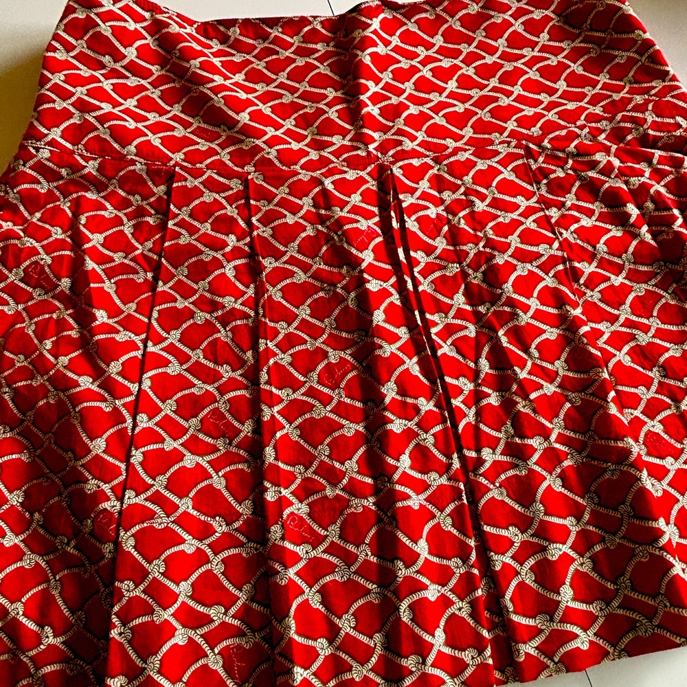 Burberry Elegant Red Patterned Skirt